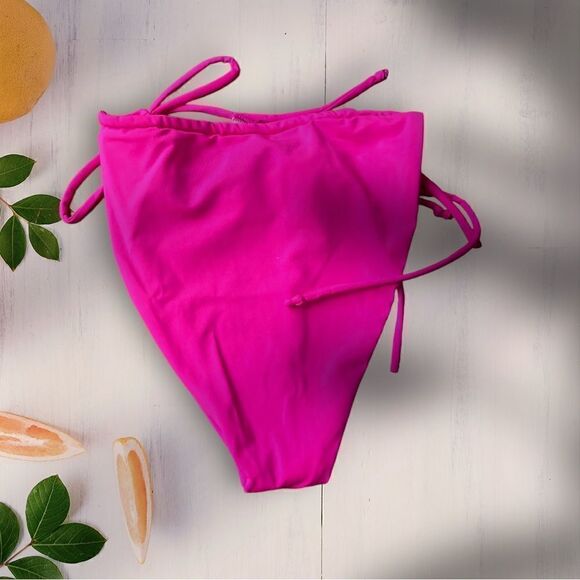 Good American Barbie Hot Pink Tiny Ties Bikini Bottom NWT - Picture 2 of 6